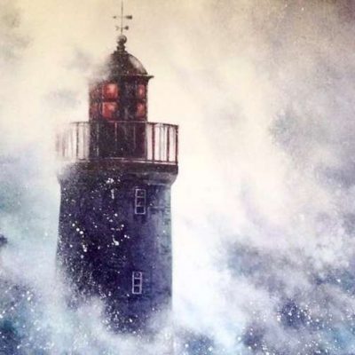 stormy lighthouse square